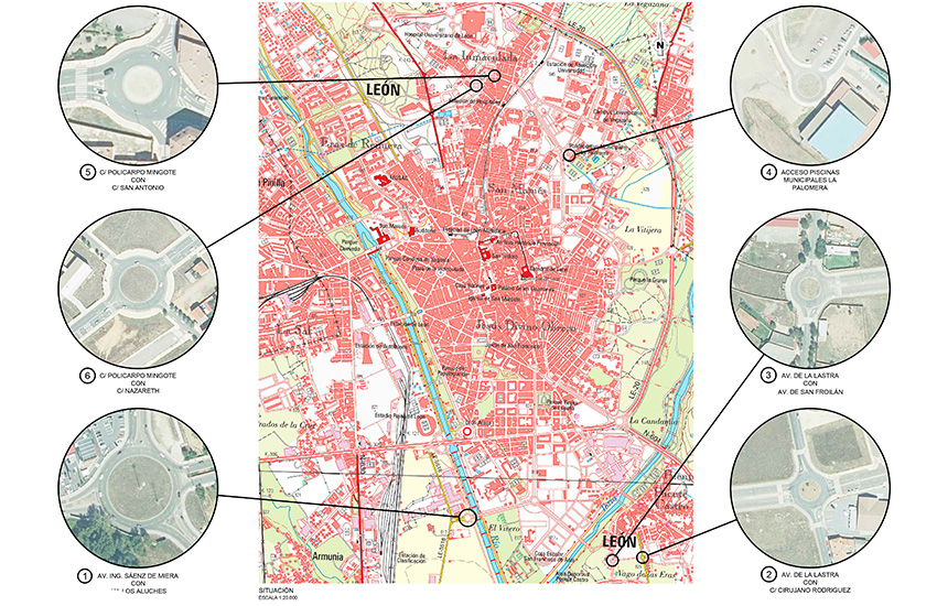 Plano de las obras de las rotondas en León